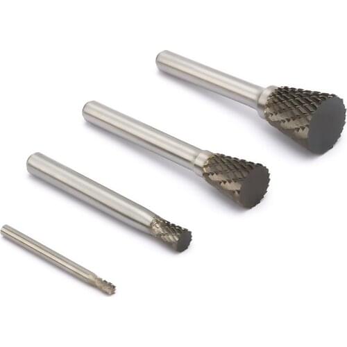 Noreturn 1pcs Rotary file Alloy Rotary File Hard Black Steel Metal Double Groove Grinding Head Type N Taper File Size3-19mm