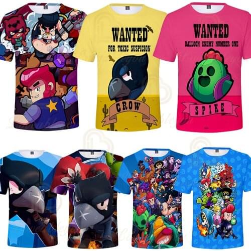 100cm - 160cm Kid T-shirt Boys Girls 3D PRIMO MORTI Short Sleeve T-shirt Crow Spike Leon Shelly Tshirt Kids Game Star Shirt Tops