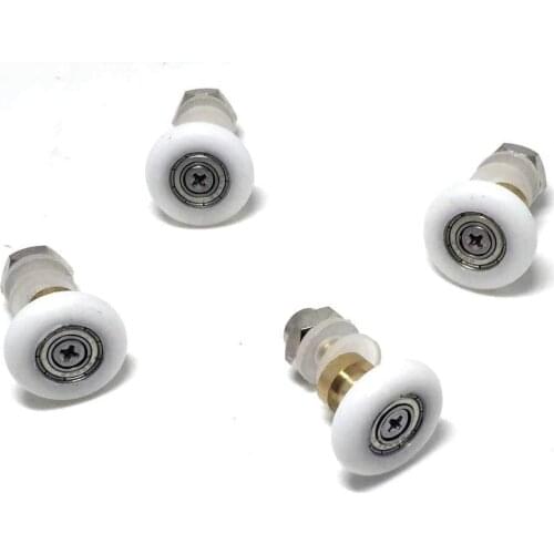 4pcs/set 25mm Shower Cabin Room Sliding Glass Door Pulley Wheel Brass Runner Bearing Rollers Hardware Accessories