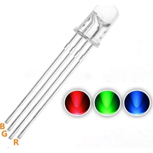 50pcs 5mm 4pins full-color RGB LED Common Anode / Cathode Transparent / Fog F5 Tri-Color Light Emitting Diode Red Green Blue