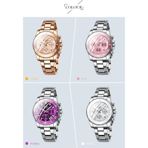 2021 New BIDEN Womens Watch Stainless Steel Calendar Three Pointer High Clear Mirror Hour Clock Charm Quartz Watch For Ladies