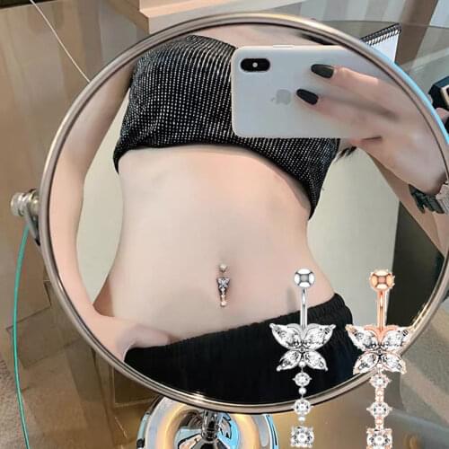 Zircon Butterfly Pendant Crystal Belly Button Rings Piercing Navel Nail Body Jewelry for Women Fashion Body Piercing Jewelry
