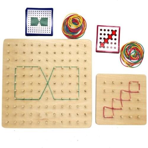 Wooden Rubber Tie Nail Geoboard with Cards Geometry Learning Education Kids Toy handmade magic toys for children
