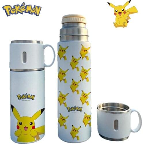 Pokemon Pikachu Cartoon Childrens Thermos Mug Large Capacity with Lid Drinkable Water Cute Thermos Student Outdoor Portable Mug