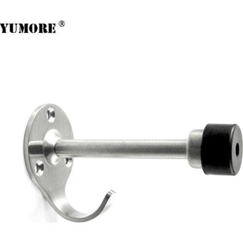 YUMORE Stainless Steel Door Stops With Hook Wall Mounted Door Stopper Rubber Holder Catch Floor Fitting Bedroom Home Hardware