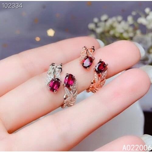 KJJEAXCMY fine jewelry 925 sterling silver inlaid natural garnet ring delicate new female gemstone ring elegant support test
