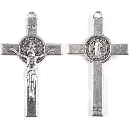 Alloy Metal Catholic Crucifix Cross Pendant With Saint Benedict 12pcs