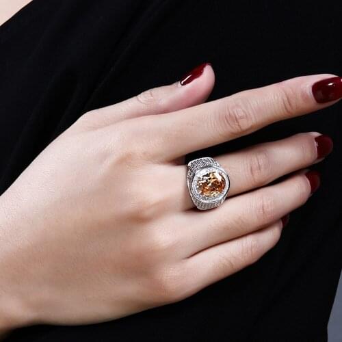 New oval cut big crystal stones cz ring Green and Champagne color anillo dropshipping Trendy Ring For party Jewelry