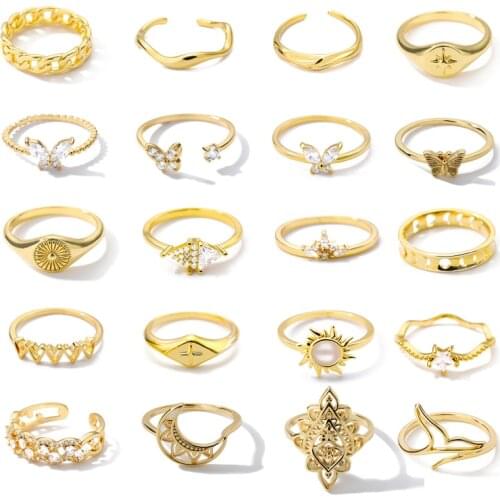 2021 Vintage Ring Gothic Style Opening Rings for Woman Fashion Moon Sun Stainless Steel Jewelry Wedding Party Sexy Accessories