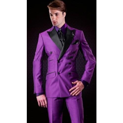 Handsome Groomsmen Double-Breasted Groom Tuxedos Wedding Dress Men Suits Blazer Prom Dinner (Jacket+Pants+Tie) K217