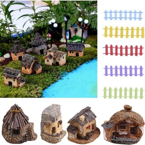 Cute House Fence Model Mini Figurine Miniature DIY Craft Micro Landscape Decor miniature Figurine garden accessories Home Decor