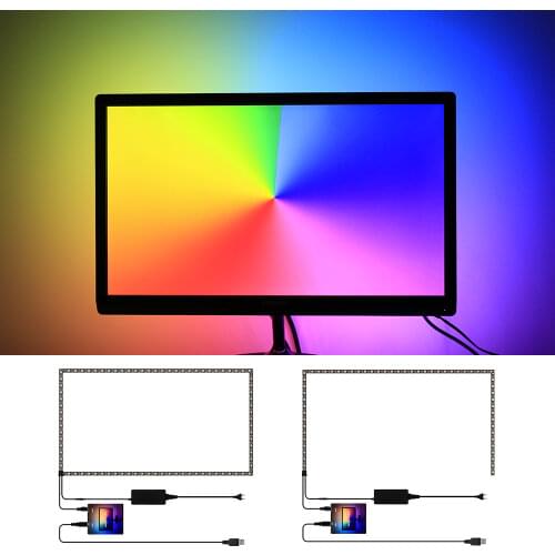 NEW DIY Ambient Computer Monitor Desktop PC Screen Backlight Lighting RGB USB Addressable WS2812B Smart LED Strip Full Kit