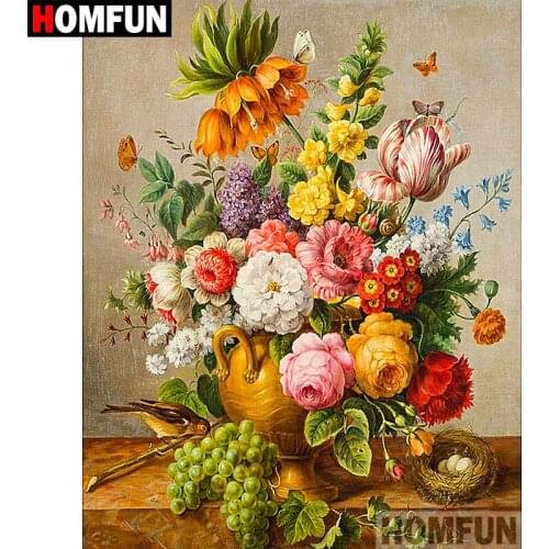 HOMFUN Full Square/Round Drill 5D DIY Diamond Painting "Colored flowers" Embroidery Cross Stitch 5D Home Decor Gift A07652