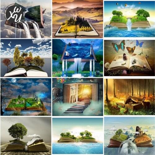 Full Drill Painting Kits Waterfall Round Square Rhinestones Stitch Embroidery Art Book Diamond Art Mosaic Accessories Home Decor