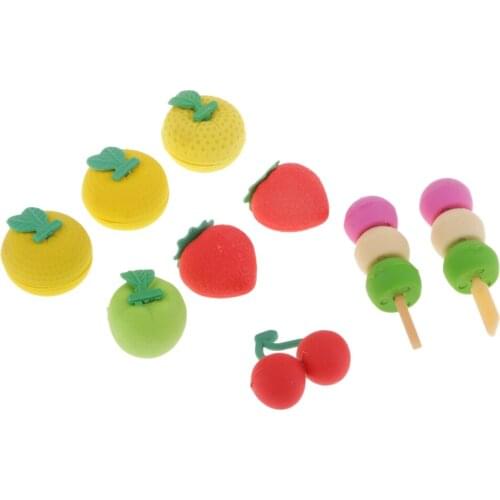 Pack of 16 Pencil Erasers Assorted Fruits Erasers Birthday Party Supplies Favors, School Classroom Rewards Novelty Toys