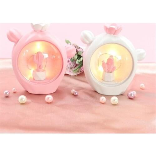 Cactus Night Light Ornaments Kawaii Home Decoration Desk Accessories Girl Heart Bedroom Star Lights Aesthetic Room Decor Gifts