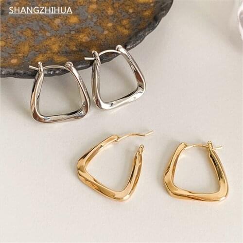 2021 New Classic Geometric Elements Irregular Square Metal Earrings Korean Fashion Jewelry Simple Accessories For Woman or Girls