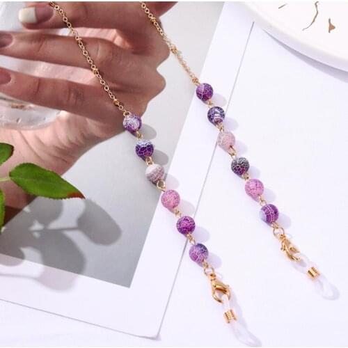 2021 New Fashion Natural Stone Agate Beaded Sunglasses Mask Anti-slip Sunglasses Cord Lanyard Reading Glasses Holder Jewelry
