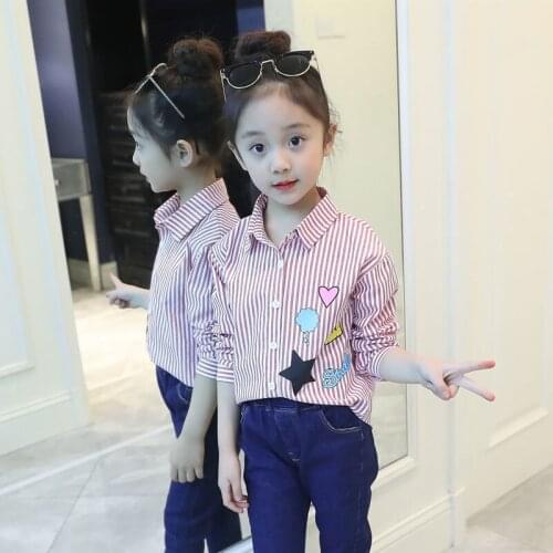 2021 Spring Summer New Baby Girls Blouse Fashion Kids Shirt Long Sleeve Toddler Blouses Striped Girl Tops Children Clothes W121