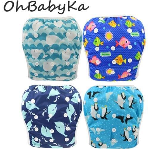 Ohbabyka Eco-friendly Waterproof Swim Diapers Pool Pants Unisex Adjustable Baby Swim Diaper Pant One Size Breathable Swim Cover