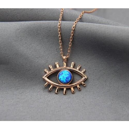 Blue Opal Stone Eye Necklace