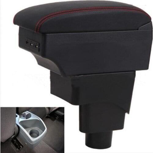 For FORD EcoSport Armrest Retrofit parts Interior Storage box 3USB LED Simple installation Car Armrest box