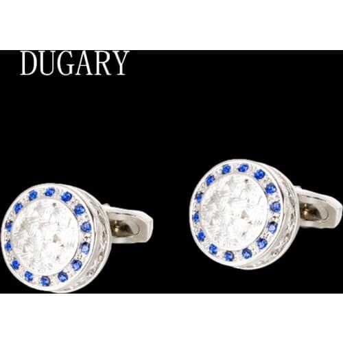 DUGARY Luxury shirt cufflinks for mens Brand cuff buttons cuff links High Quality Blue crystal abotoaduras Jewelry gemelos