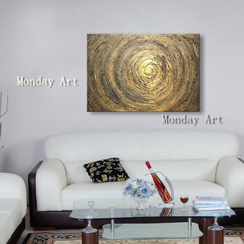 Handmade Gold circle Oil Painting Classic Cansva Art abstract painting Wall Poster Oil Paintings for Living Room Bedroom Decor