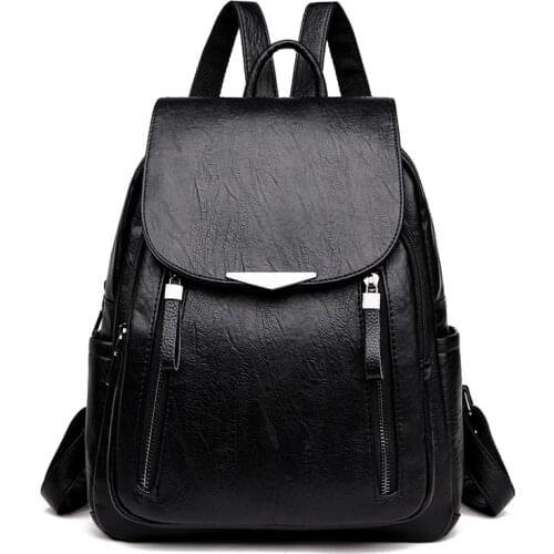 Women PU Leather Backpacks Vintage Shoulder Bag Winter Female Backpack Ladies Travel Mochila School Bags For Girl