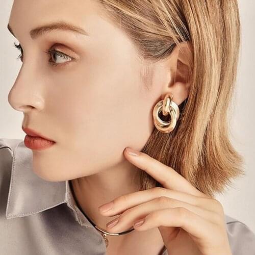 RscvonM Gold Silver Color Alloy Stud Earrings For Women Exaggeration Earrings Wedding Simple Fashion Jewelry Trend Accessories