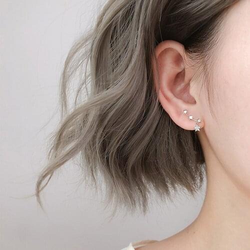 Stud Earrings Arc Star Zircon Crystal For Women Korean Temperament Fashion High Quality Design Hot Lady Party Jewelry BOYULIGE