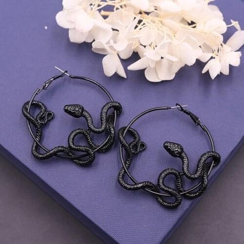Gothic Style Exaggeration Snake Big Hoop Earrings Motorcycle Party Steampunk Cool Earrings Serpent Jewelry for Women