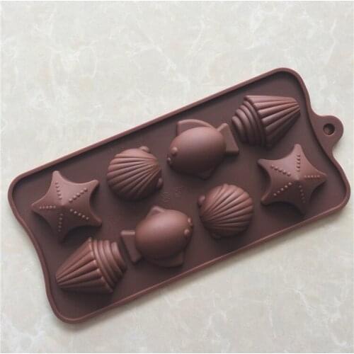 Fish Shell Shape Silicone Cake Mold Handmade Soap Chocolate Ice Grid Mold XG603
