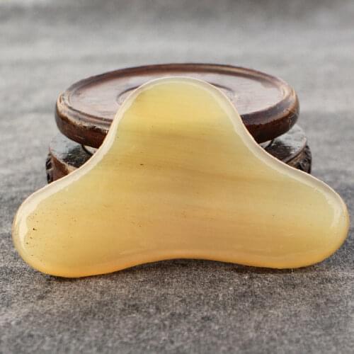 Natural Yellow Horn Scraping Plate Face Neck Beauty Gua Sha Scraper Massage Relax Tool Remove Wrinkle Promote Lympatic Drainage