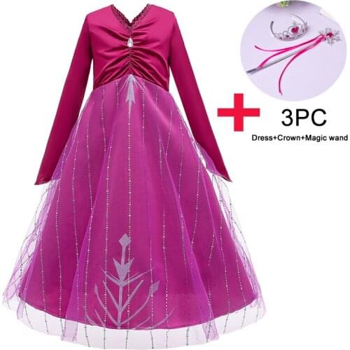 Snow Queen 2021 COS Long Rose Party Dress Princess Kids Dresses For Girls Birthday Evening Girls Dresses Costume 3-12 Years