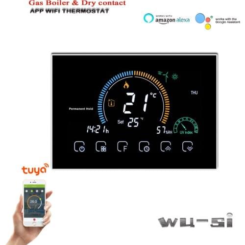 95~240VAC Tuya WiFi gas boiler thermostat ,5+1+1 programming temperature regulator，voice control with Alexa Google Home