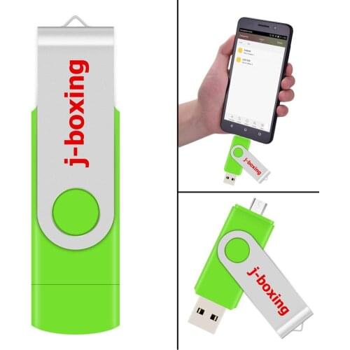 J-boxing Green OTG USB Flash 16GB Dual Port Pendrive 16gb Micro USB Flash Drives Memory Stick for Android Samsung Huawei Tablets