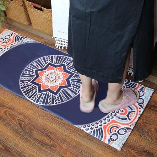 Retro Cartoon flower Polyester Non-Slip Washable Entrance Doormat for kidsroom kitchen bathroom water absorbent Rug Dyed carpet