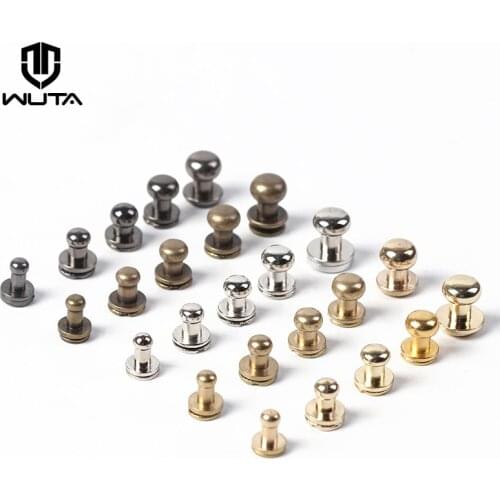 WUTA 20pcs/pack Solid Brass Round Head Screw Studs Brass Button Nail Rivet Chicago Leather Craft Accessories