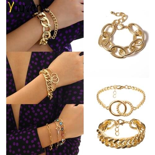 Youvanic Punk Big Gold Cuban Link Chain Bracelet For Women Fashion Hiphop Thick Chunky Charm Bracelets Bangles Jewelry Gift 0484