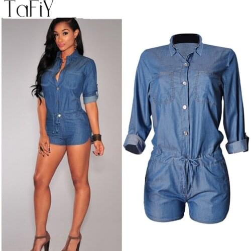 TaFiY 2017 Spring Fashion Jeans Jumpsuits Women Cotton Half-Sleeve Denim Playsuit Casual Women Vintage Plus Size Jeans Jumpsuits