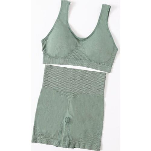 Women Underwear Set Sport U Collar Bra Set High Waist Shorts Female Lingerie Set Fitness Underwear Seamless Padded Top Sportwear