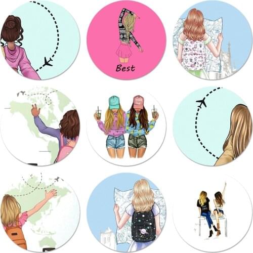 58mm Best Friends BFF Matching Icons Pins Badge Decoration Brooches Metal Badges For Backpack Decoration