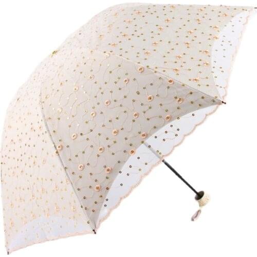 Wedding Umbrella Parasol Girl Portable Folded Luxury Summer Sun Protection Lace Umbrella for Lady