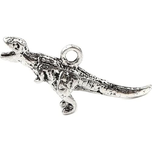 10 PCs Vintage Dinosaur Pendants Zinc Based Alloy Animal Charms Antique Silver Color For DIY Necklace Earring Jewelry Making