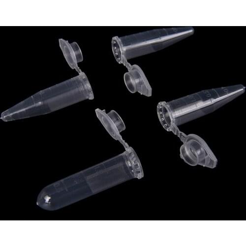 100PCS 1.5ml Lab Mini Plastic Test Tube Centrifuge Vial Snap Cap Clear
