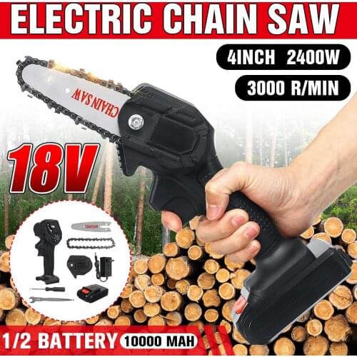 2400W Cordless Electric Saw 4 inch Thermostat Chainsaw with 2pcs Lithium Battery For Logging Wood Cutting Power Tools