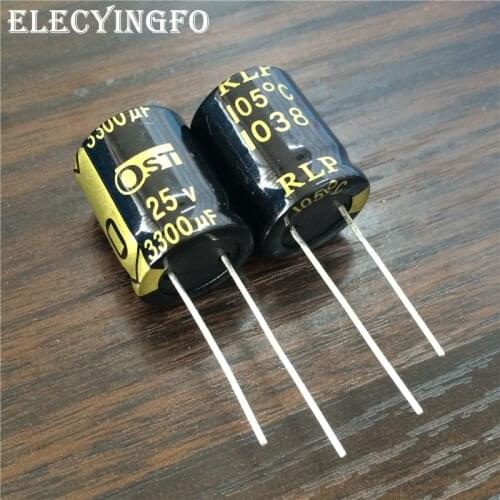 50pcs 3300uF 25V3300UF OST RLP Series 16x20mm Low ESR 25V3300uF Aluminum Electrolytic Capacitor