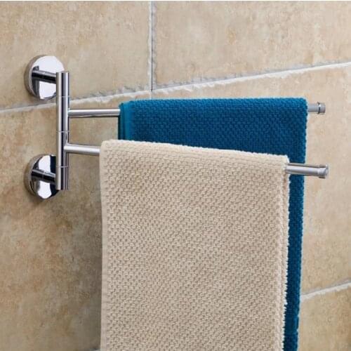 BAKALA Fashionable space aluminum 2 bars flexible 180 degree rotating moving Towel rack towel rail towel rod 88001