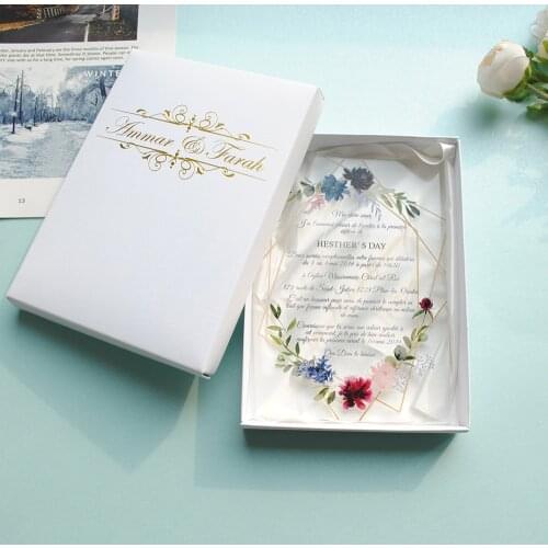 Free Shipping 2021 Hot Sale Custom Personalized Printing Clear Acrylic Wedding Invitation Card With Vellum Paper Wrapper